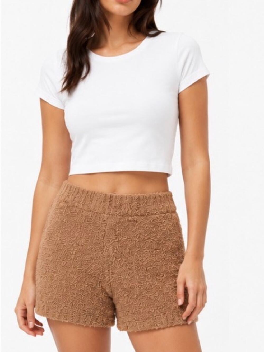 SKIMS Teddy Sherpa Shorts Brown S/M
